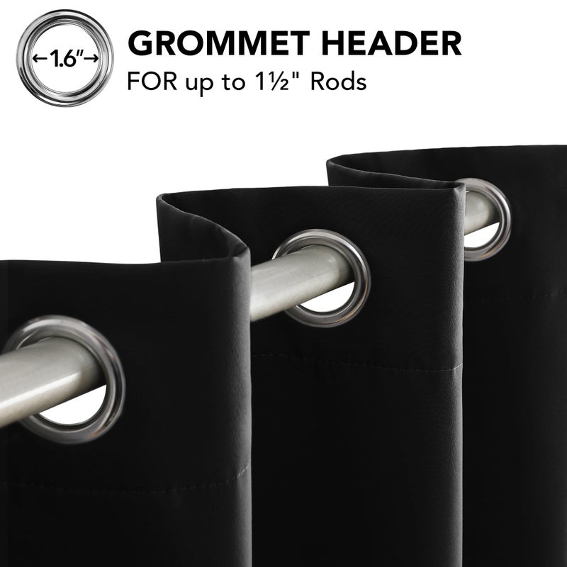 Deconovo Blackout Curtain Panel â€“ Solid Grommet Top, Thermal Insulated & Energyâ€‘Saving, Machineâ€‘Washable Room Darkening Window Treatment for Bedroom & Living Room, 1 Panel, Black, 42W x 63L - Image 5